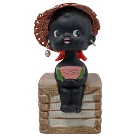 Vintage Ceramic Black America Bobblehead coin bank