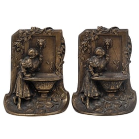 Art Nouveau Bronze Figural Bookends