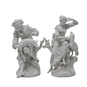 (2 Pc) Antique Sitzendorf Harvest Figures