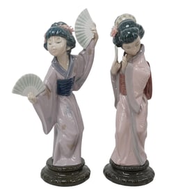 Pair Lladro "Madam Butterfly" Porcelain Figurines