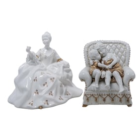 (2 pc) Sitzendorf & Royal Doulton Porcelain Grouping