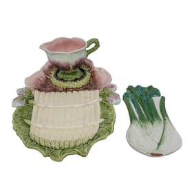 (3pc) Italian Stefani Majolica Vegetable Serving Group