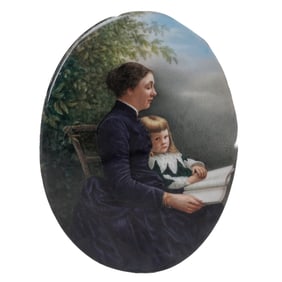 Antique Hand-Painted Porcelain Plaque