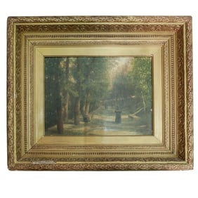 Antique Monks In The Forest Oil Painting