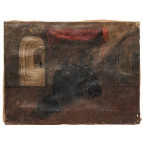 Nino Caffé (Italy, 1908-1975) " Pretini in Sagrestía" Oil On Canvas