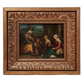 19th Cent. Holy Family Enamel Painted Plaque
