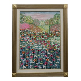 Brooks Impasto Oil on Canvas Wildflower Landscape Painting