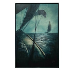 John W Higar (American, 1927-2011) "Off the Prow" Oil on Board Seascape