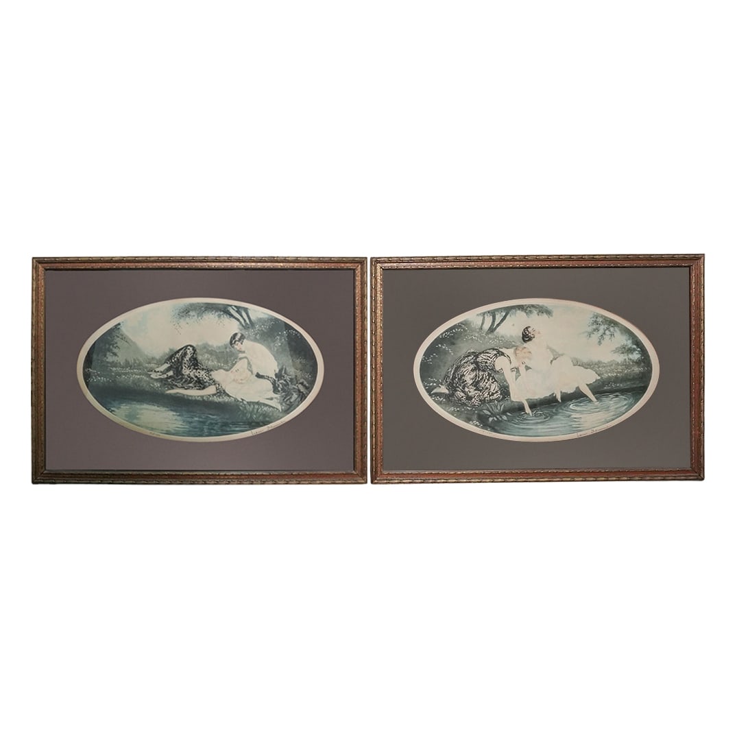 Honore Daumier (French, 1808-1879) Sapphic Engravings: Honore Daumier (French, 1808-1879) Sapphic Engravings19th century, FranceA set of colored engravings by Honore Daumier (French, b. 1808 d. 1879) depicting a sapphic scene. Signed bottom right, each ma