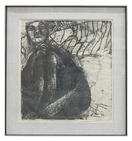 Signed Etching "Young Woman Adjusting Her Sky Load"