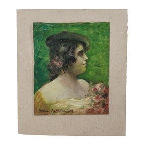 After William A. Shade Oil On Board Woman Portrait