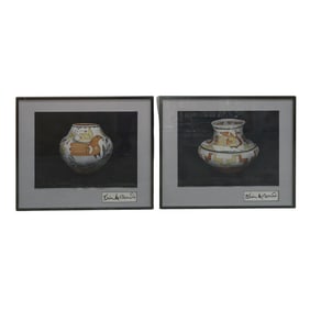 Kevin McDonald Native American Acoma Pottery Watercolor & Ink Paintings