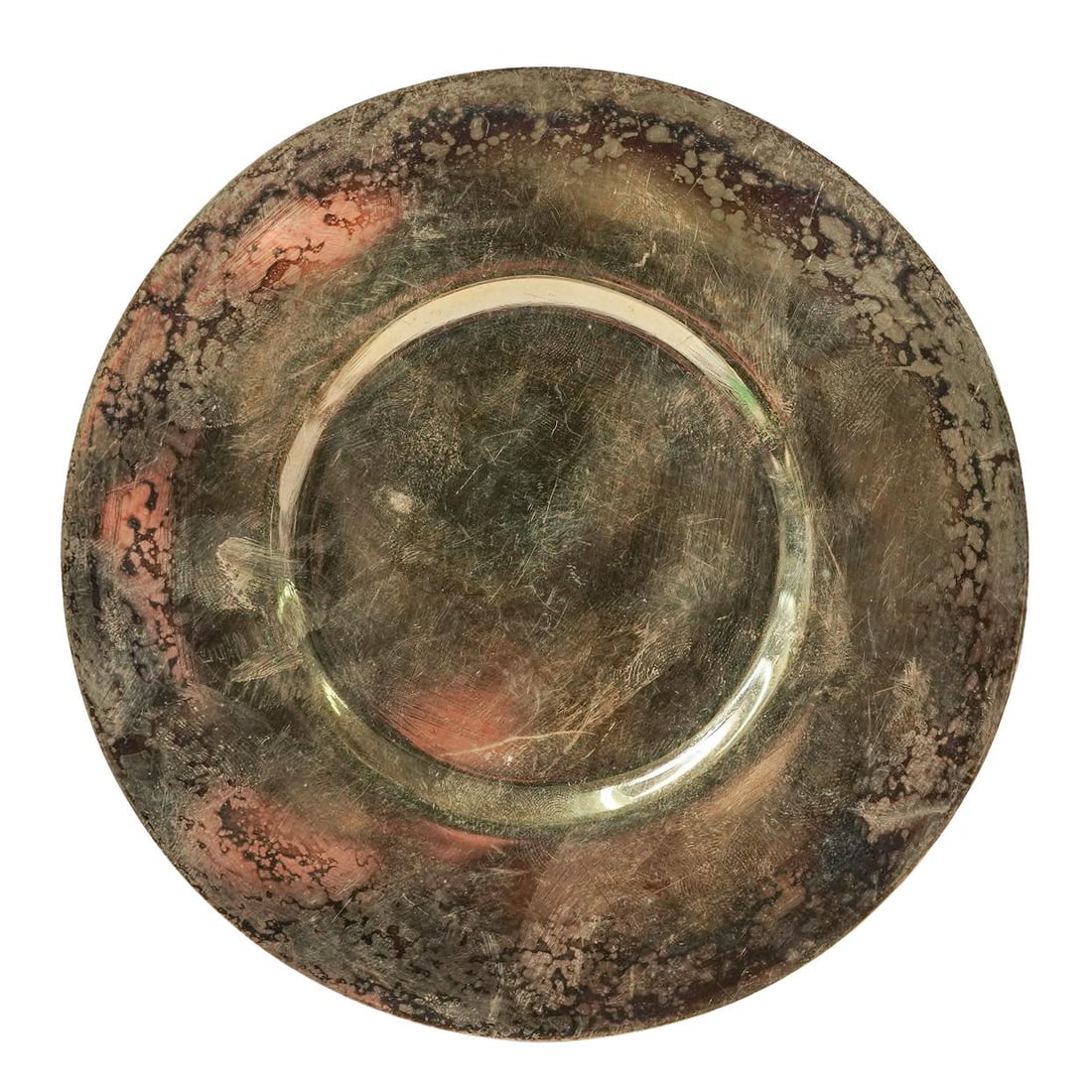 Vintage Gilded 900 Silver Coaster: Vintage Gilded 900 Silver CoasterEarly to Mid 20th Cent., GermanyGilded 900 silver coaster, featuring a shallow circular form with a recessed center designed to hold a glass. The gold-toned surface in