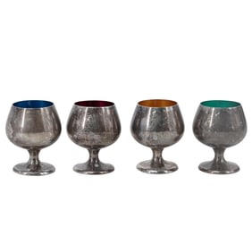 (4 Pc) Vintage Sterling Gorham Cordials Shot Glasses