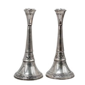 Vintage Judaica 800 Silver Shabbat Candlesticks