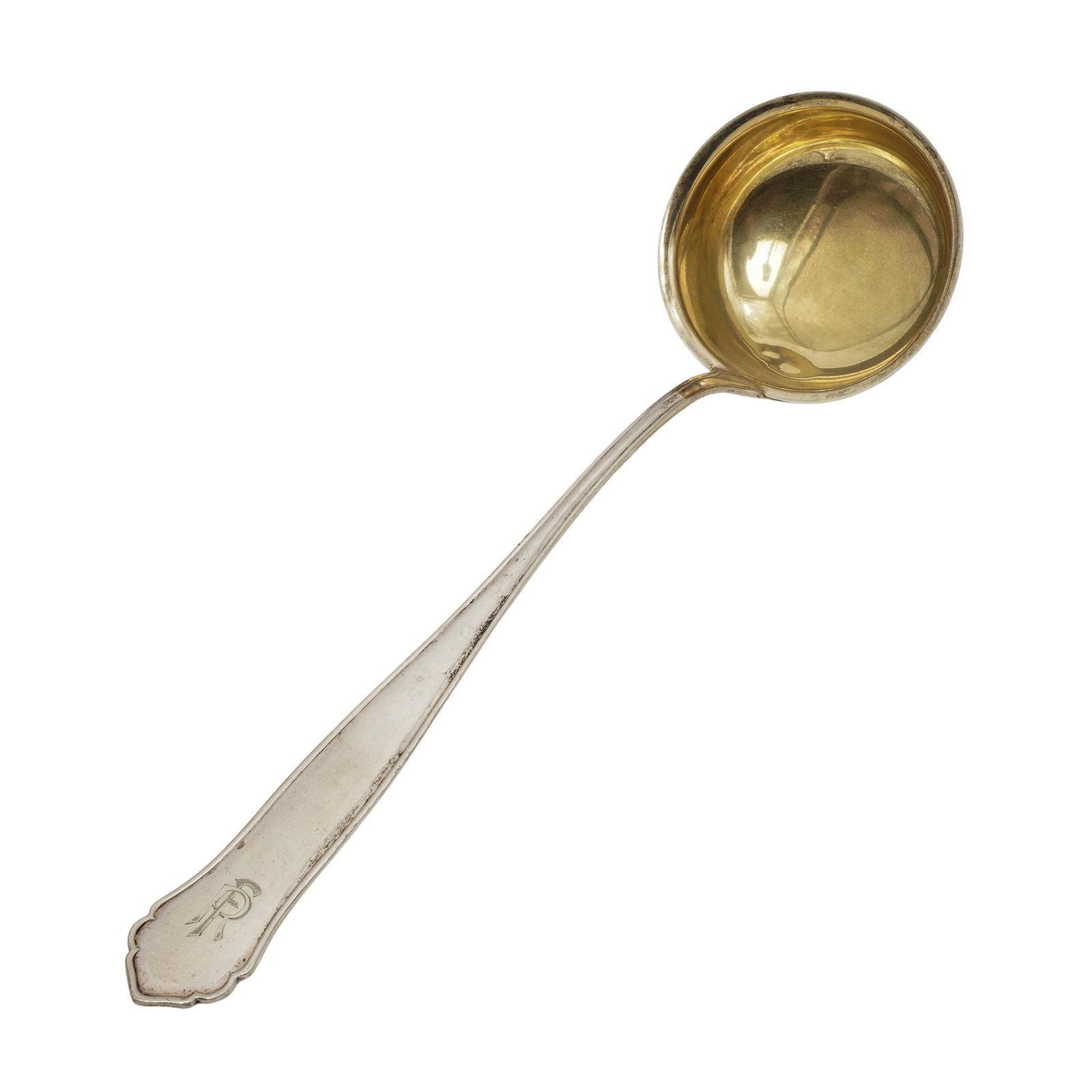 Koch & Bergfeld German 800 Silver Ladle: Koch & Bergfeld German 800 Silver LadleEarly 20th century, GermanyA German 800 silver ladle by Koch and Bergfeld (founded 1859, Germany). Gold wash bowl. Monogrammed on handle. Hallmarked on stem with