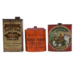 (3pcs) Antique Smokeless Gun Powder TIns