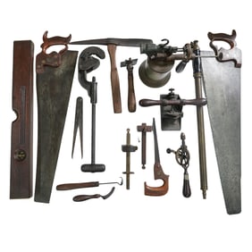 (30pcs) Antique Wood & Metal Carpentry Saw Tools