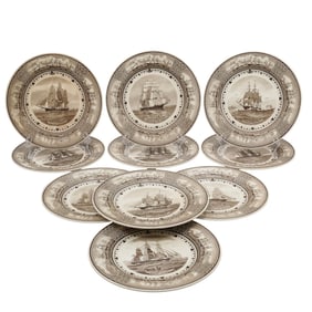 (10pc) Wedgwood Etruria George C. Wales of Bosto Ship Plate Set