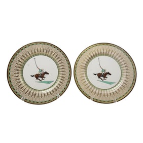 Pair Lenox for Black Starr & Frost Gilt Porcelain Polo Plates