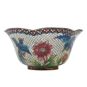 Antique Chinese Plique-a-Jour Cloisonne Enamel Bowl