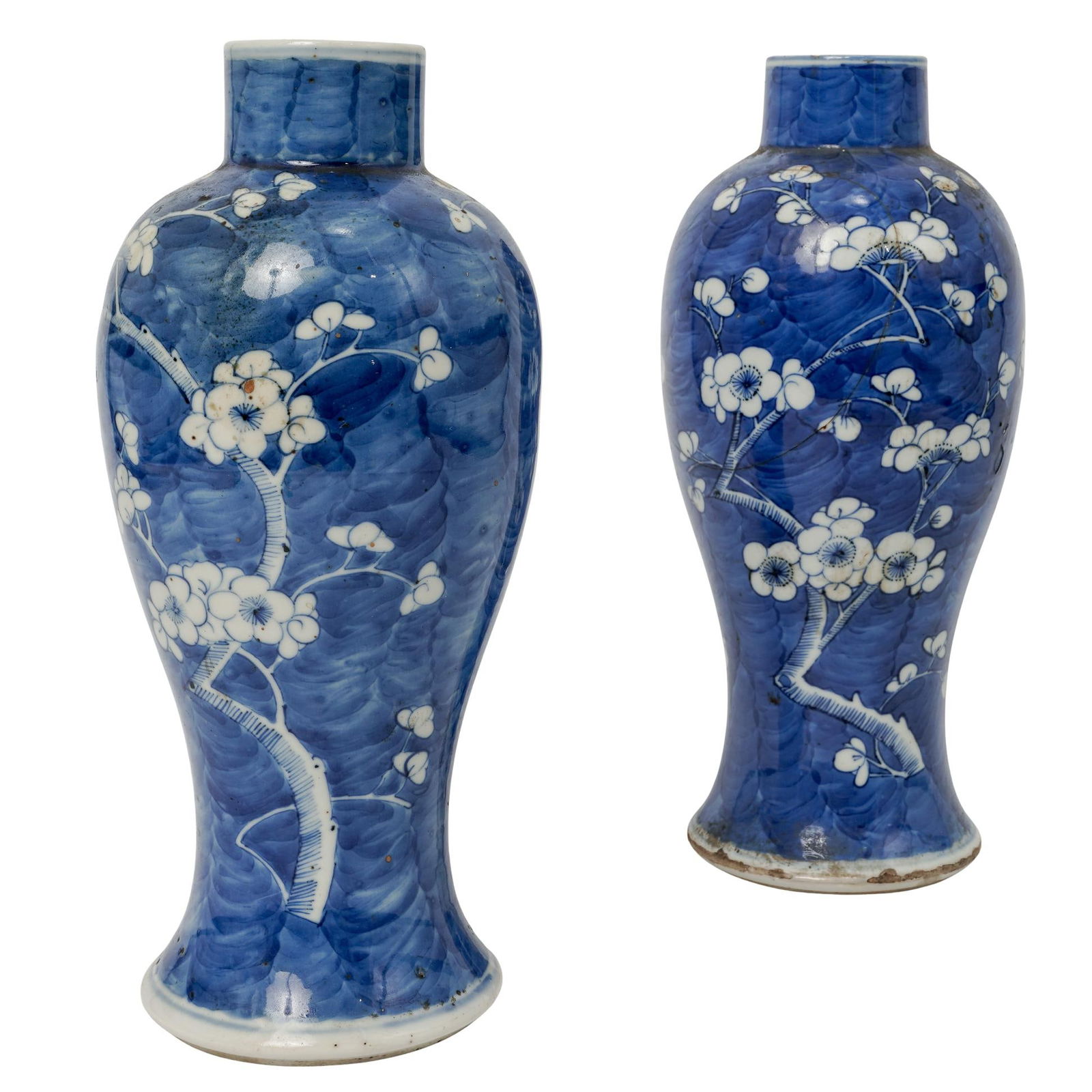 Pair Chinese 19th Cent. Blue and White Porcelain Vases (1 of 6)