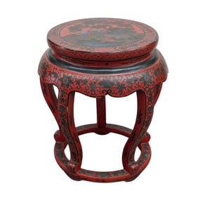 Chinese Red Lacquered Tabouret