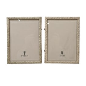 Pair of L'Objet Gilt Metal and Crystal Embellished Frames