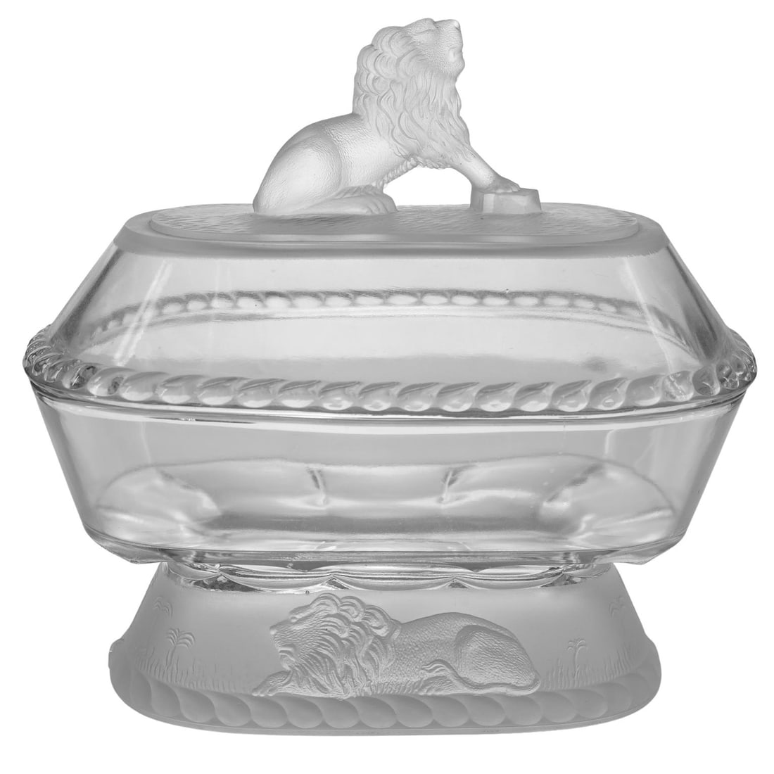 Gillinder & Sons "Frosted Lion" Pressed Glass Covered Dish (1 of 7)