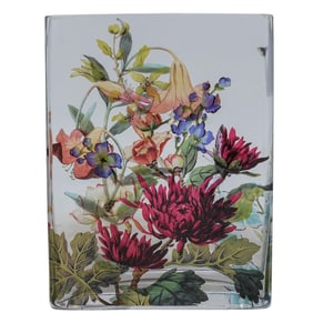 Vintage Painted Glass Garden Scene Vase