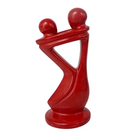 Kenyan Red Kisii Soapstone Abstract Lovers Sculpture