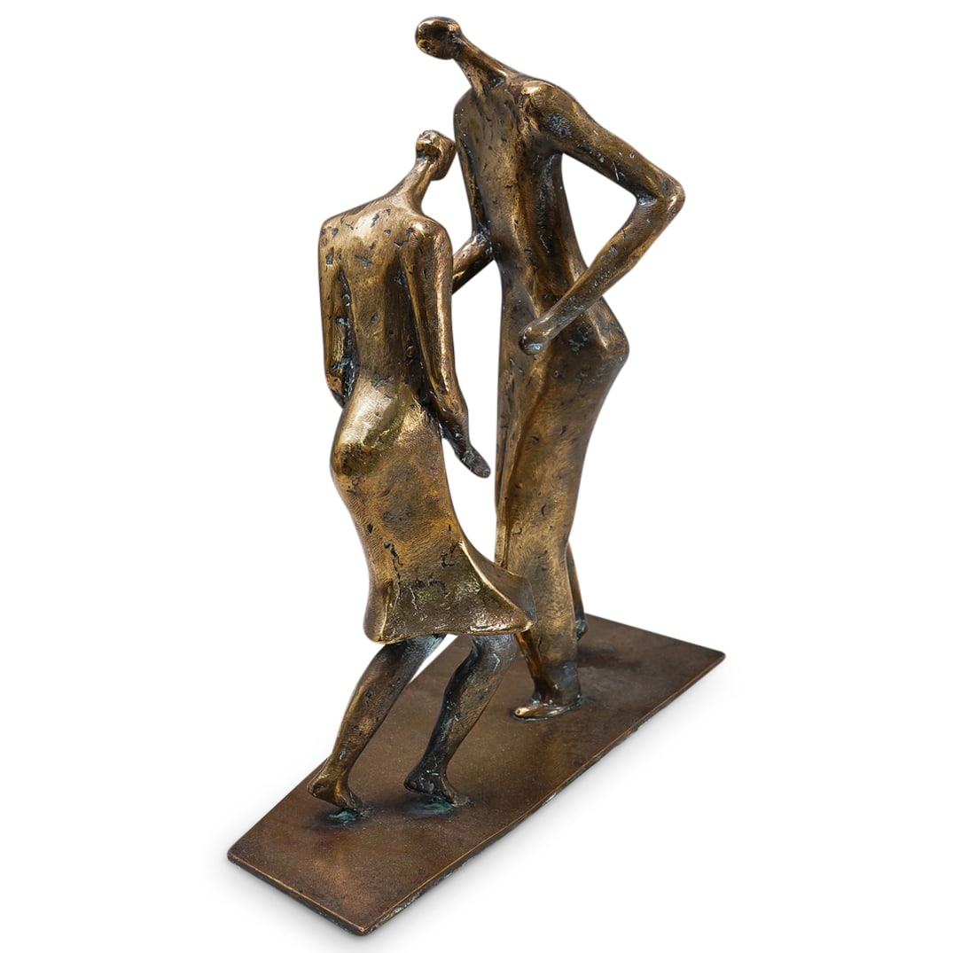 Signed Modernist Dancing Couple Bronze - 6