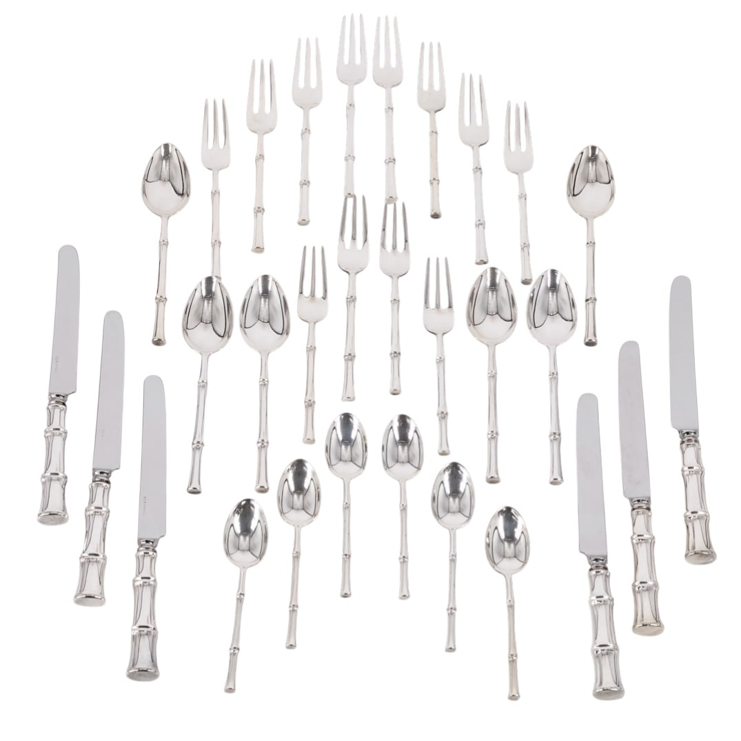 (30 pc) Tiffany & Co. Sterling Silver "Bamboo" Flatware: (30 pc) Tiffany & Co. Sterling Silver "Bamboo" Flatware1961, USATiffany & Co. Sterling Silver bamboo flatware introduced in 1961. The pattern was designed by Tiffany's then-design director, Van Day Tr