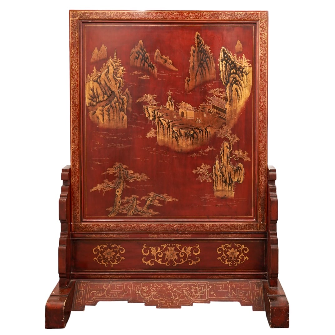 Chinese Red Lacquer Floor Screen (1 of 8)