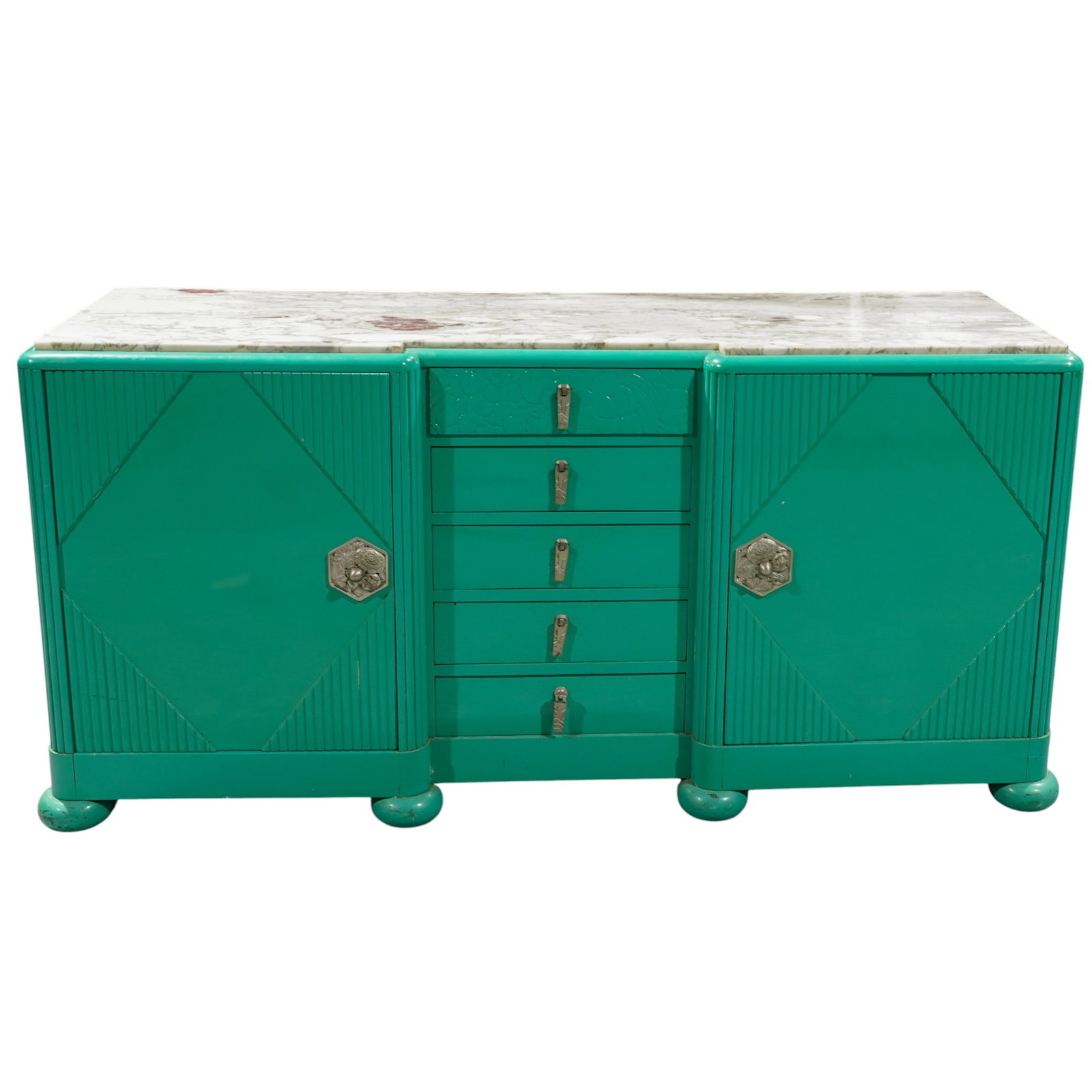 Art Deco Refinished Marble Top Dresser (1 of 9)