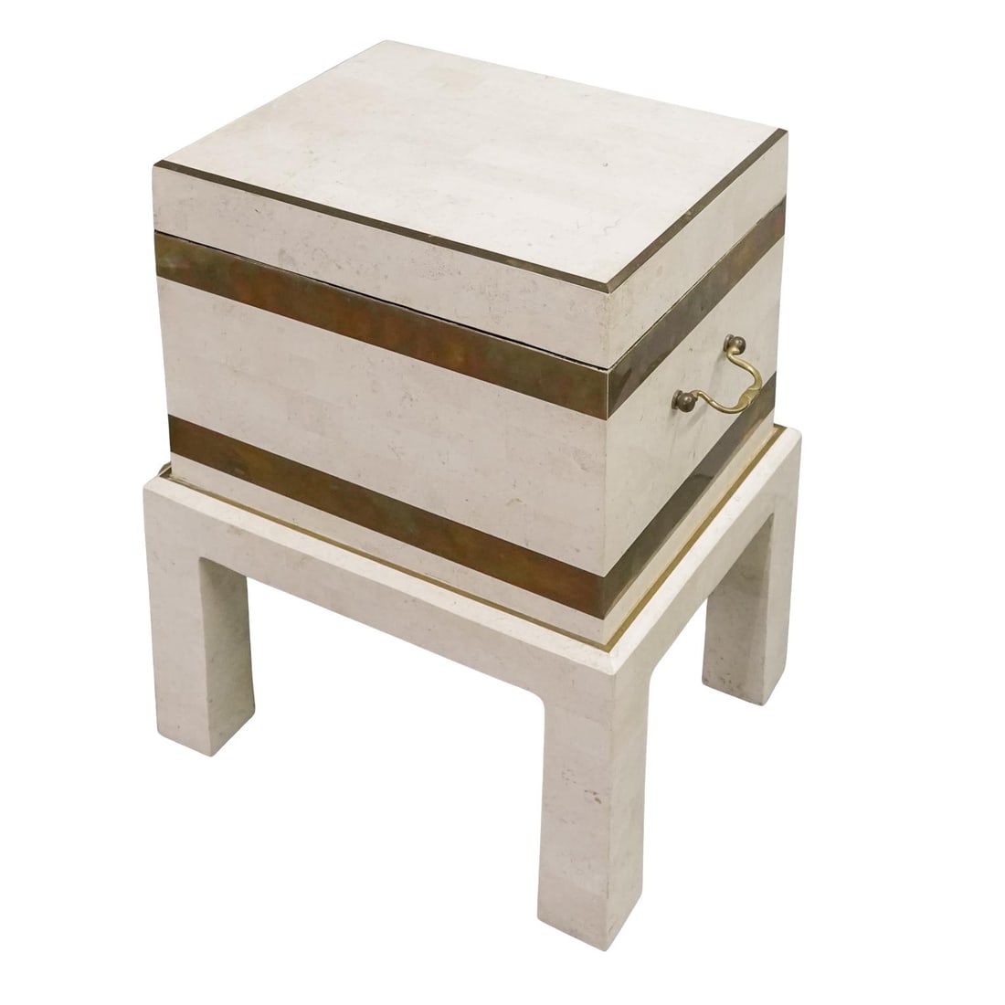 Maitland Smith Tessellated Stone And Brass Chest (1 of 8)