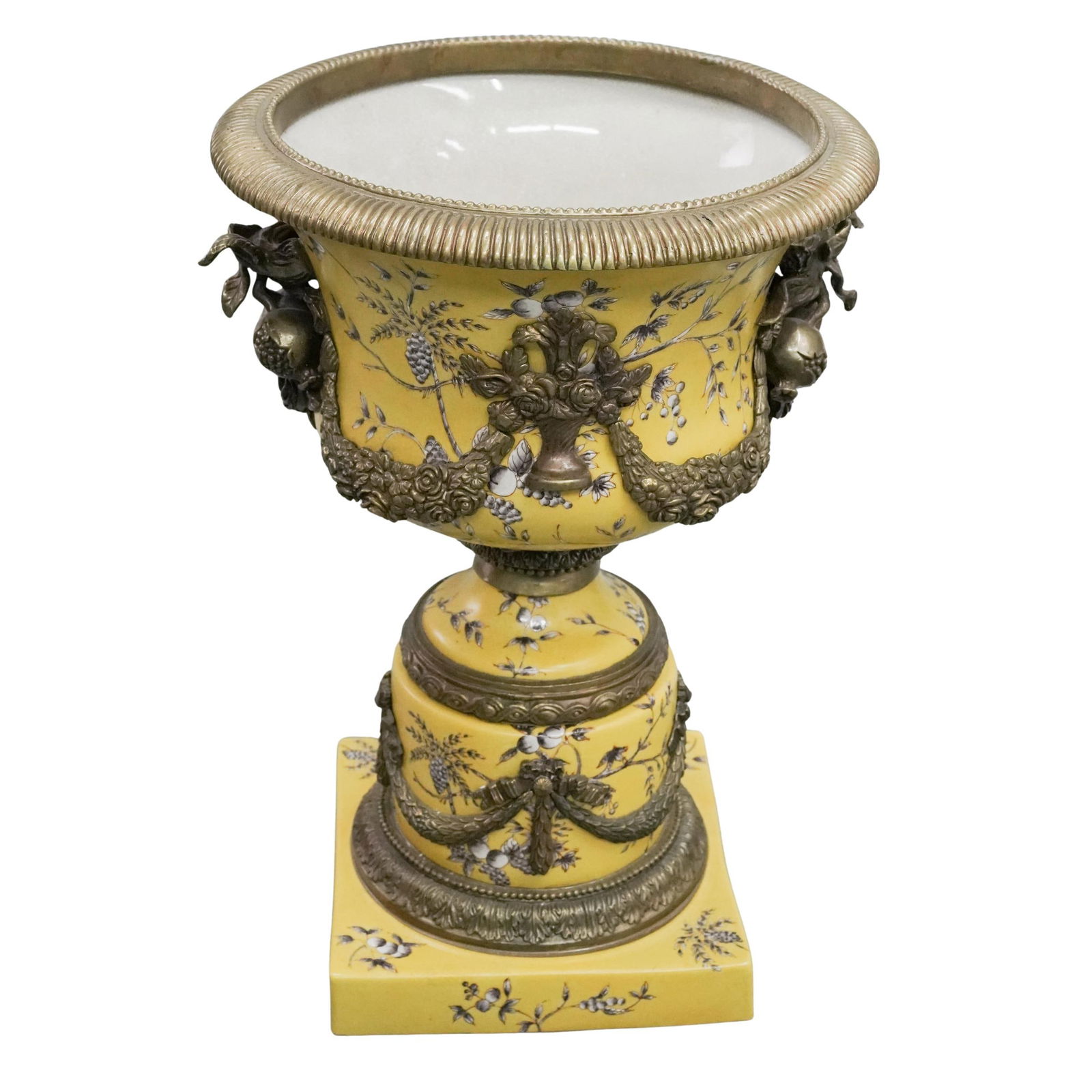 Wong Lee Napoleon III Style Yellow Porcelain Urn - 2