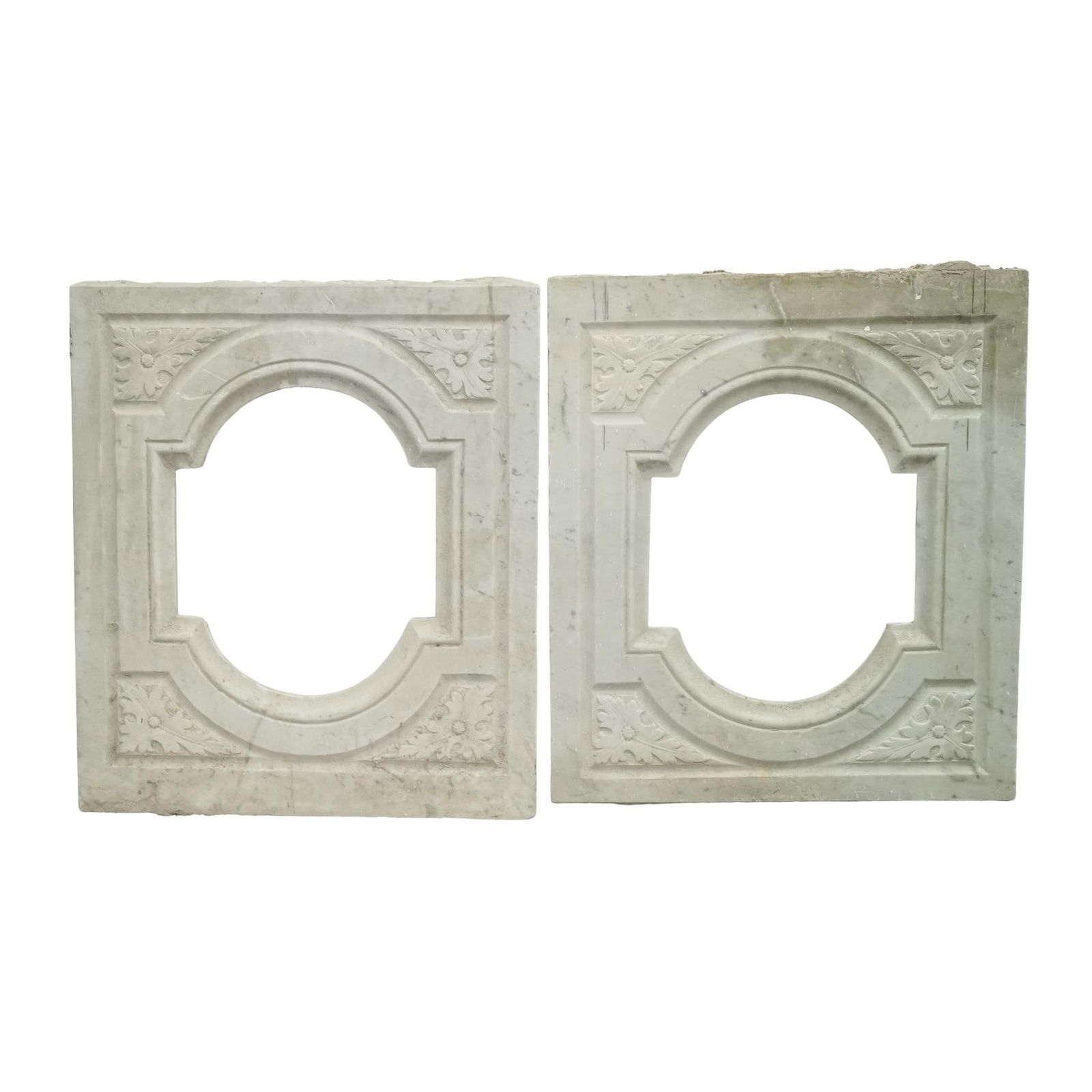 Pair of Large Floral Etched Marble Frame Panels (1 of 7)