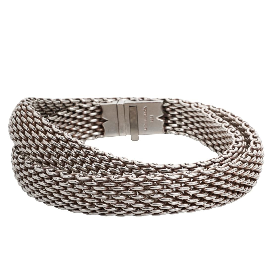 Tiffany & Co. Somerset Sterling Silver Mesh Necklace: Tiffany & Co. Somerset Sterling Silver Mesh NecklaceCirca 1990s–2000s, USASterling silver mesh necklace from Tiffany & Co.’s Somerset collection, constructed in a densely woven flat mesh design fo