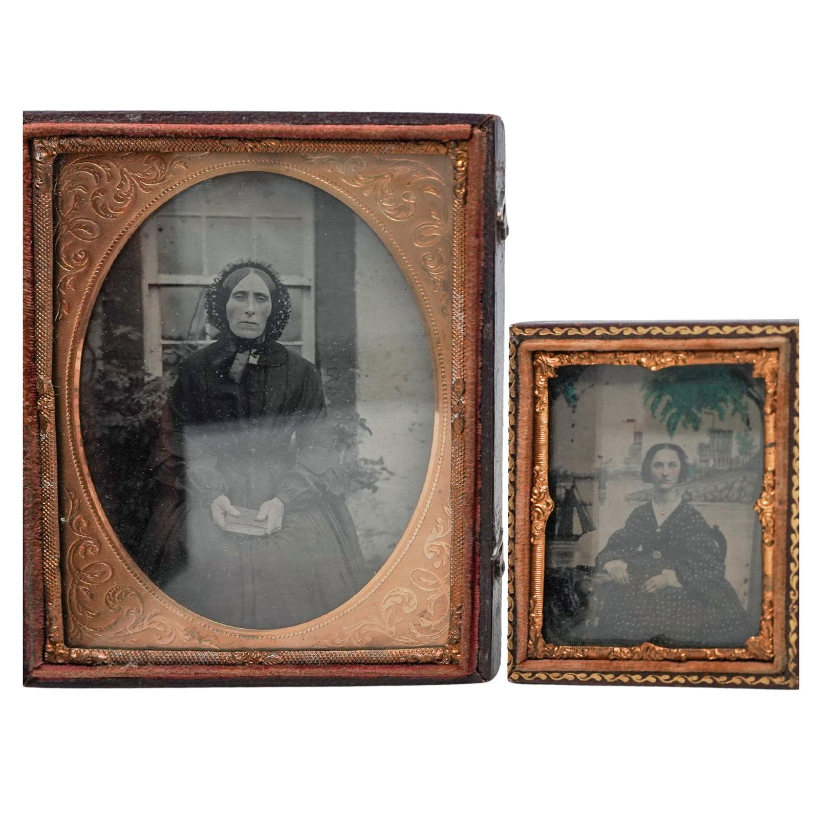 (2 pcs) Victorian Hand-Colored Daguerreotypes (1 of 5)