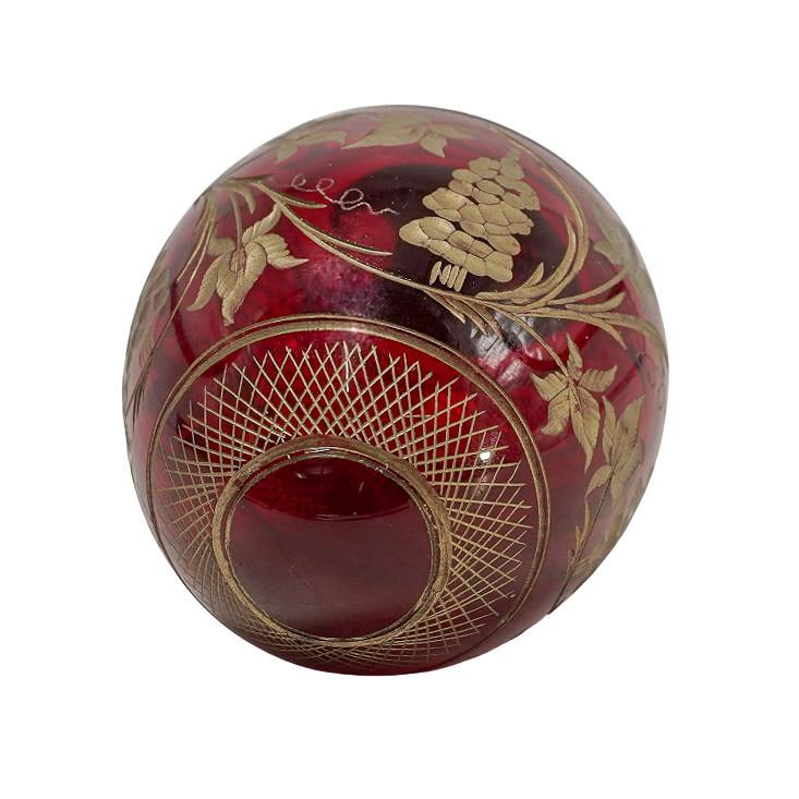 Faberge Ruby Red Etched Glass Egg - 4