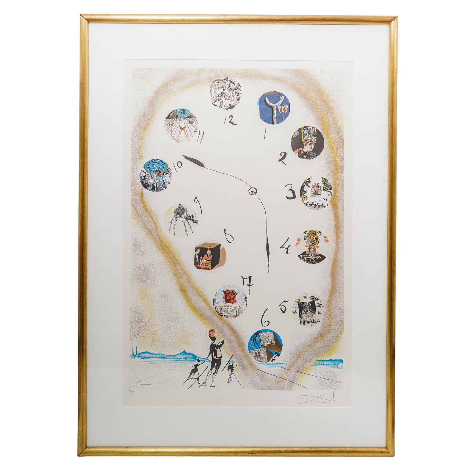 Salvador Dali (Spanish 1904-1989) "Time in Space" Lithograph: Salvador Dali (Spanish 1904-1989) "Time in Space" Lithograph1981, SpainThis lithograph features a melting clock in a desert with images around the face. It is marked as edition 80/250 in the lower lef