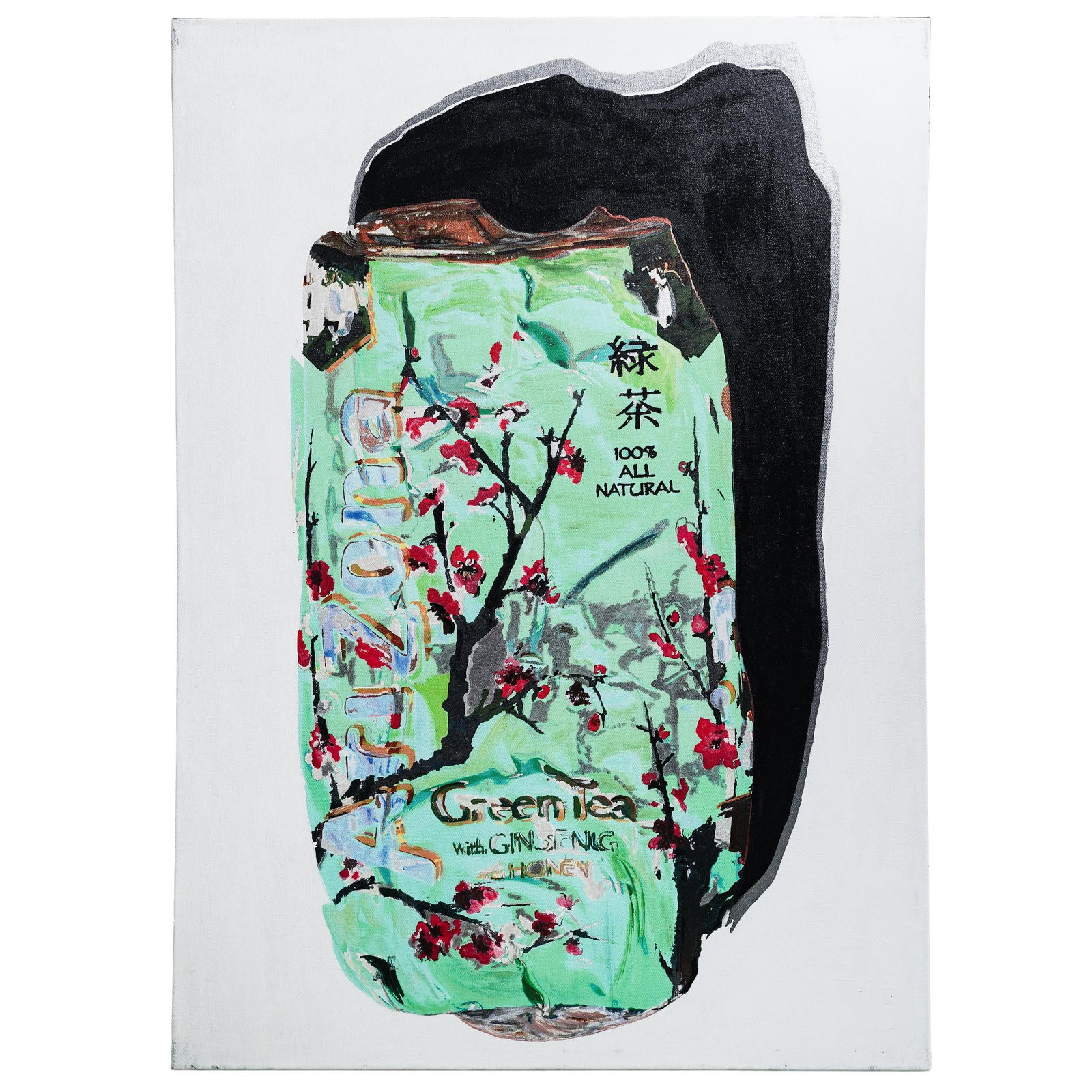 Claude Charlier (b. 1953, French) "Green Tea" Acrylic on Canvas: Claude Charlier (b. 1953, French) "Green Tea" Acrylic on Canvas2004, FrenchA Claude Charlier (b. 1953, French) acrylic on canvas painting of a crushed tea can. Claude Charlier is best known for his di