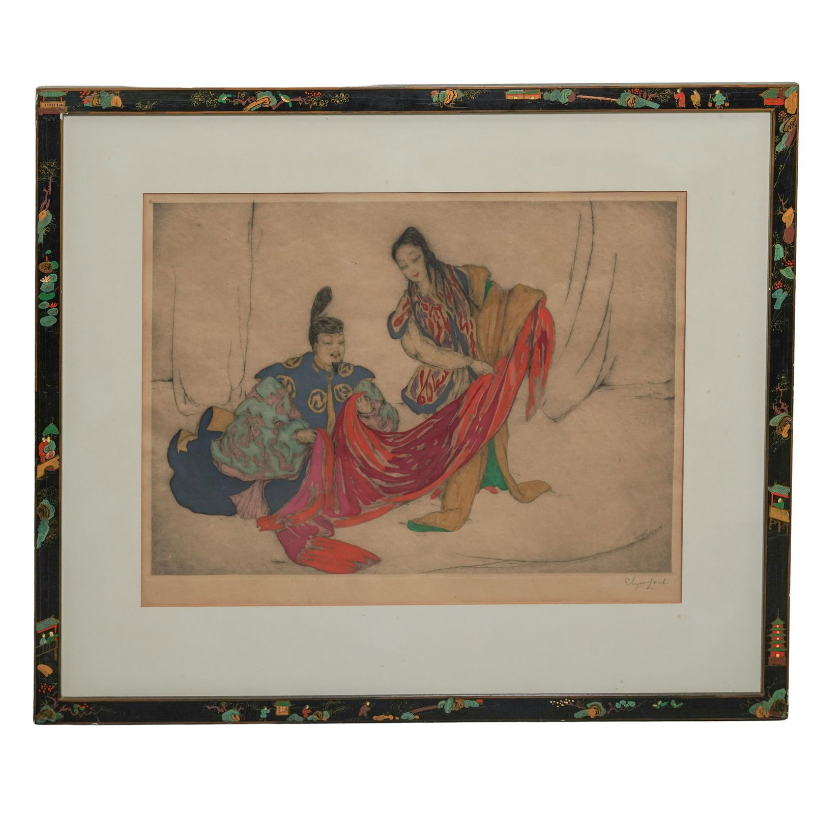 Elyse Lord (British, 1900-1971) "Silk" Hand Colored Etching (1 of 6)