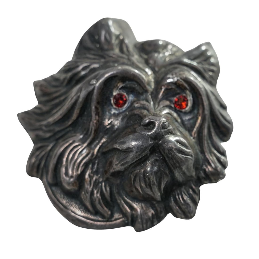 Vintage Silver Gemstone Dog Brooch (1 of 2)