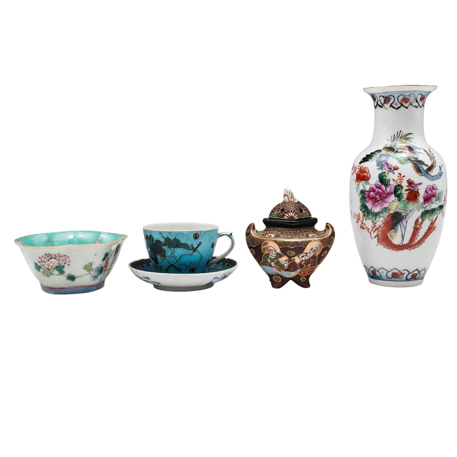 (5pc) Assorted Chinese & Japanese Porcelain Group: (5pc) Assorted Chinese & Japanese Porcelain GroupLate 19th to 20th Cent., Chinese,JapaneseAssorted group of five Chinese & Japanese porcelain pieces including:(1) Chinese Famille rose-style vase. Mark