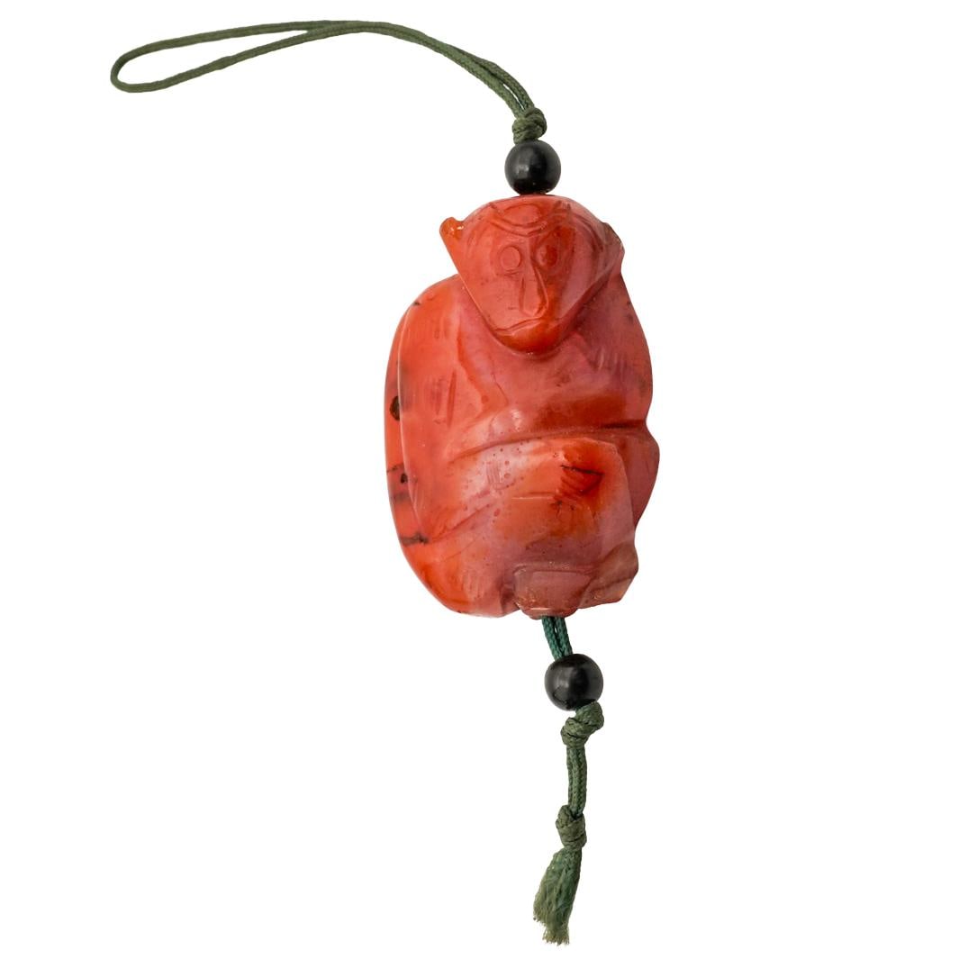 Antique Chinese Carved Agate Monkey Toggle (1 of 5)