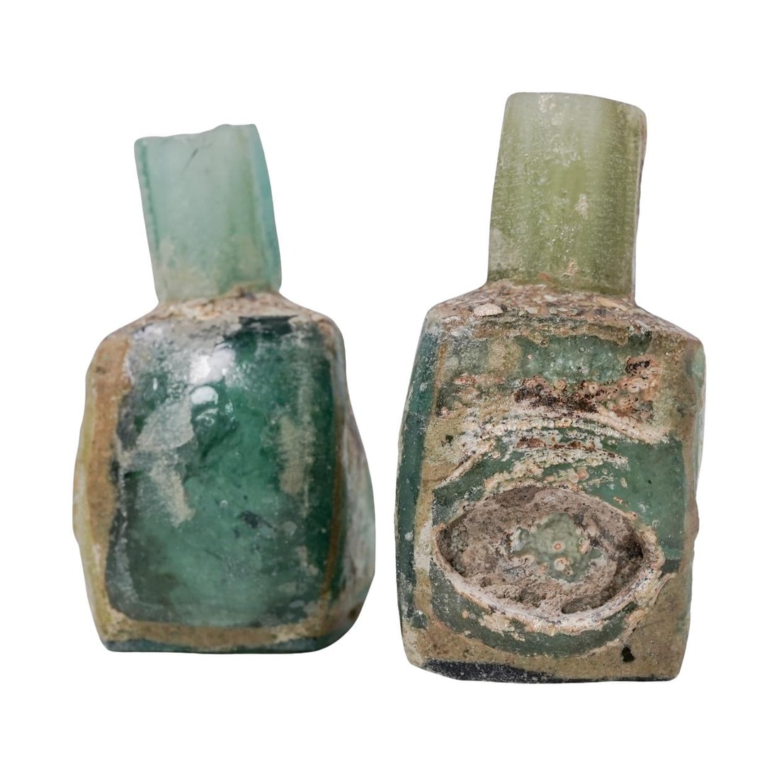 Pair of Ancient Roman Glass Bottles (1 of 3)