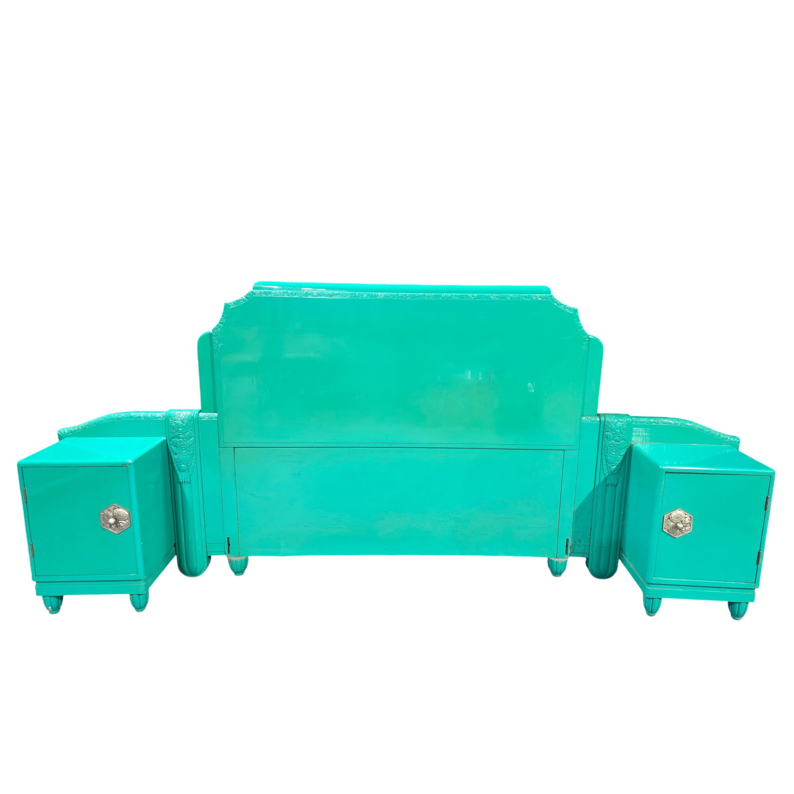 Art Deco Refinished Headboard and Night Tables (1 of 7)