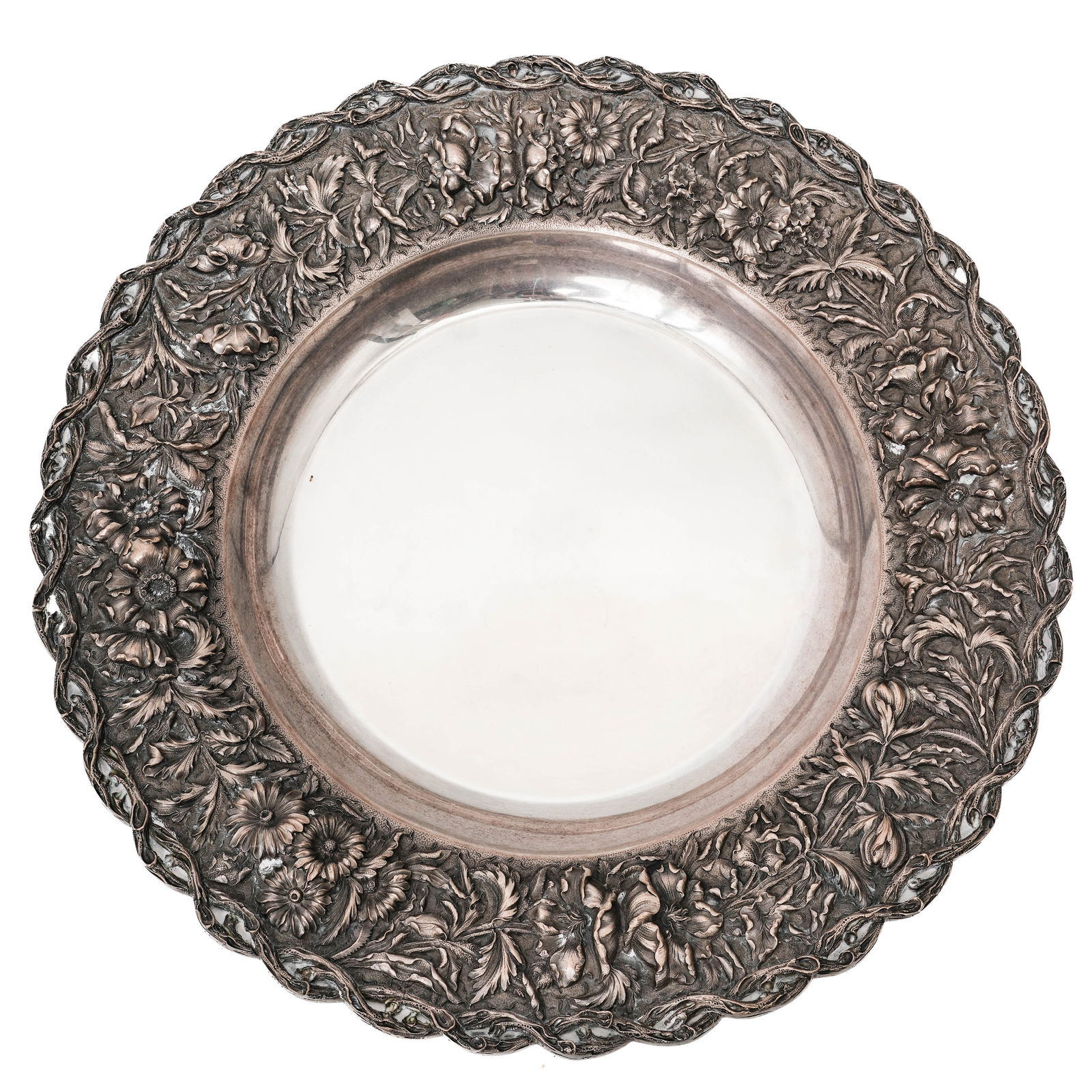 Large S. Kirk & Son Sterling Silver Repousse Serving Platter (1 of 7)